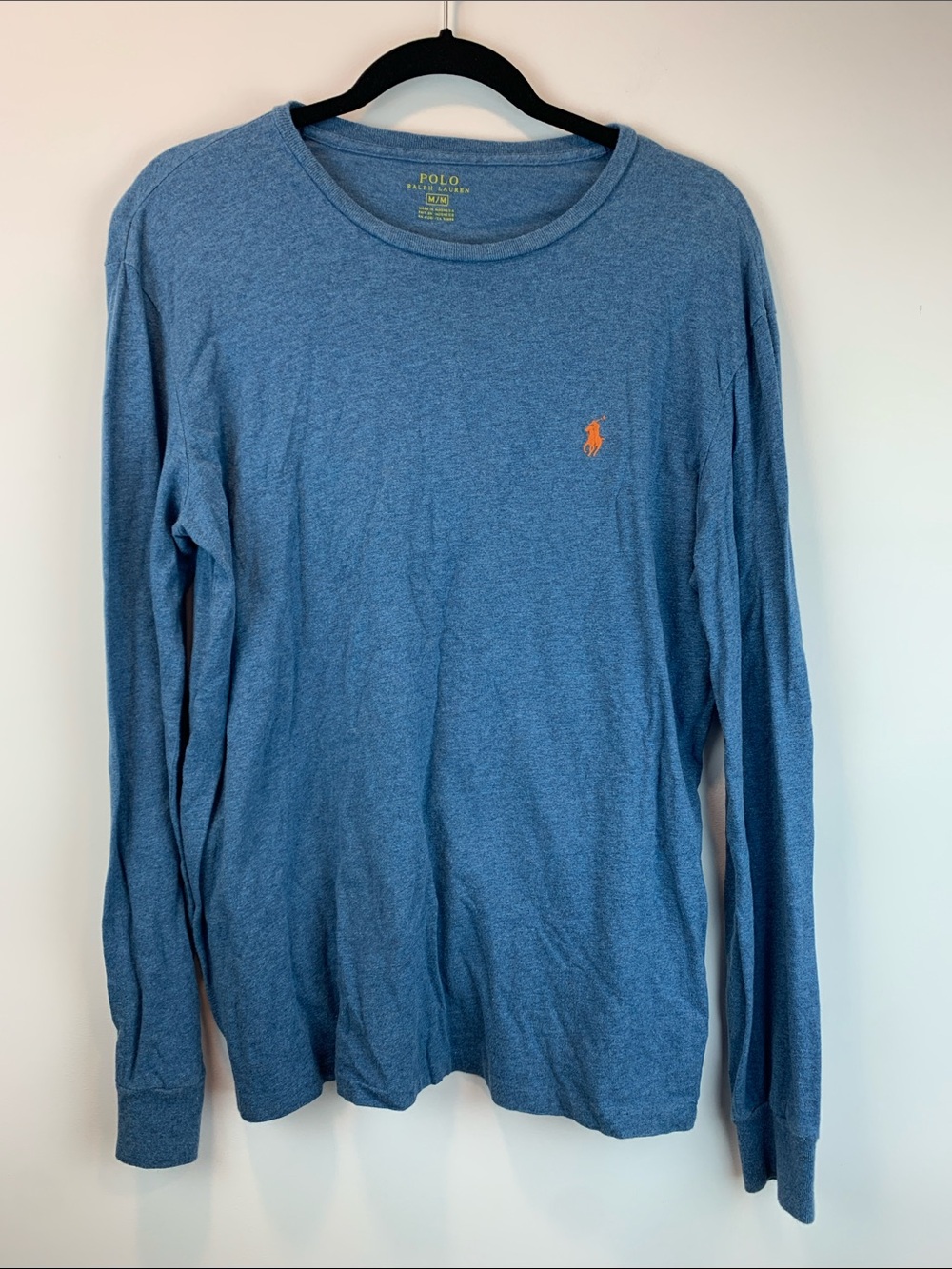 Polo Ralph Lauren men’s blue 100% long sleeve sz M casual preppy basic  pony